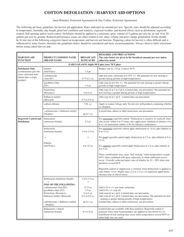 Cotton Defoliation / Harvest Aid Options