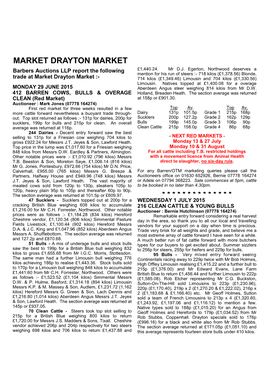 MARKET DRAYTON MARKET Barbers Auctions LLP Report the Following £1,440.24