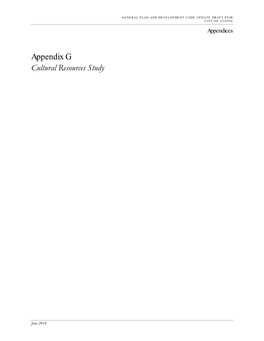 Appendix G. Cultural Resource Study