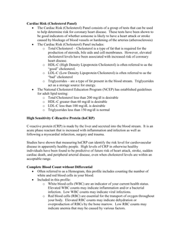 Cardiac Risk (Cholesterol Panel)