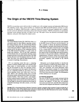 The Origin of the VM/370 Time-Sharing System