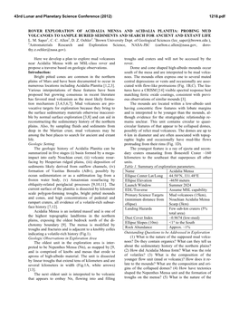 Rover Exploration of Acidalia Mensa and Acidalia Planitia: Probing Mud Volcanoes to Sample Buried Sediments and Search for Ancient and Extant Life L