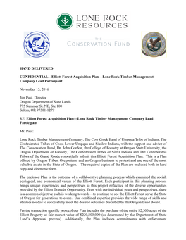 Elliott Forest Acquisition Plan—Lone Rock Timber Management Company Lead Participant