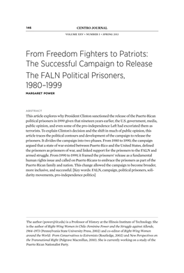 The Successful Campaign to Release the FALN Political Prisoners, 1980–1999 MARGARET POWER
