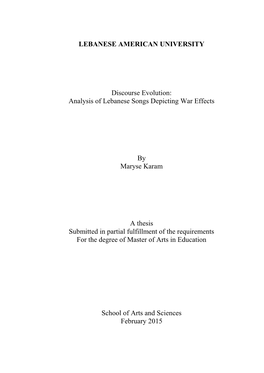 Analysis of Lebanese Songs Depicting War Effects by Maryse