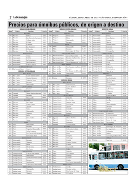 Precios Para Ómnibus Públicos, De Origen a Destino