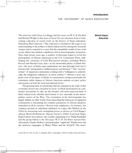 Introduction the “AUTONOMY” of BLACK RADICALISM