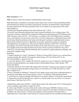 Exclusion of Brucella Melitensis and Burkholderia Mallei Strains