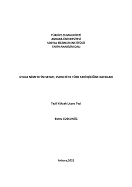 Gyula Németh'in Hayatı, Eserleri Ve Türk Tarihçiliğine Katkıları.Pdf