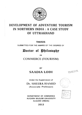 Development of Adventure Tourism in Northern India : a Case Study of Uttrakhand