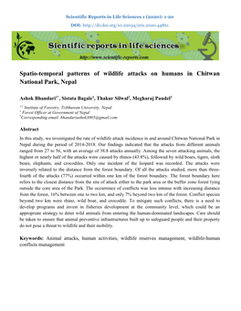 Spatio-Temporal Patterns of Wildlife Attacks on Humans in Chitwan National Park, Nepal