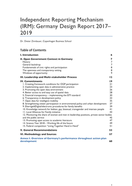 Independent Reporting Mechanism (IRM): Germany Design Report 2017– 2019