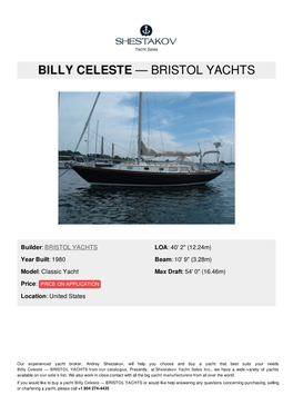 Billy Celeste — Bristol Yachts