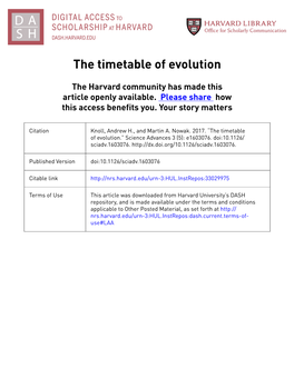 The Timetable of Evolution