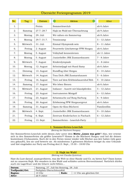 Ferienprogramm 2019