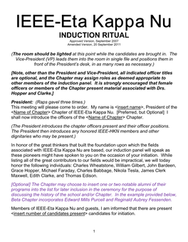 INDUCTION RITUAL Approved Version, September 2007 Amended Version, 20 September 2011