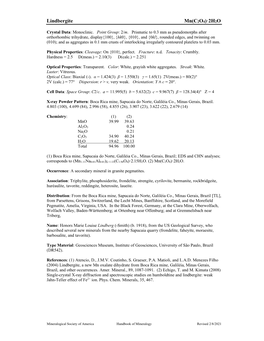 Lindbergite Mn(C2O4)·2H2O