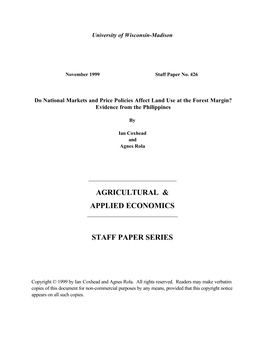 Agricultural & Applied Economics Staff Paper Series