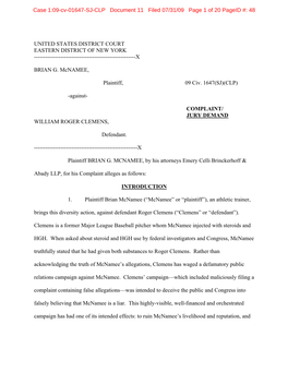 Mcnamee Complaint W/Article Exhibits Added