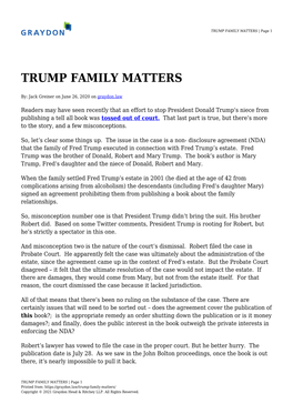 TRUMP FAMILY MATTERS | Page 1