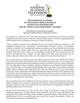 44Th Annual Daytime Emmy® Award Winners