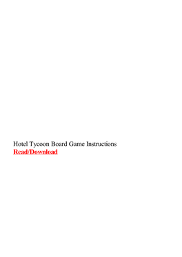 Hotel Tycoon Board Game Instructions.Pdf