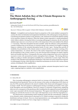 The Moist Adiabat, Key of the Climate Response to Anthropogenic Forcing