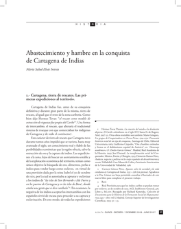 Abastecimiento Y Hambre En La Conquista De Cartagena De Indias María Salud Elvás Iniesta