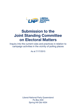 Submission to the Joint Standing Committee on Electoral Matters