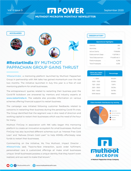 Restartindia by MUTHOOT PAPPACHAN GROUP GAINS THRUST