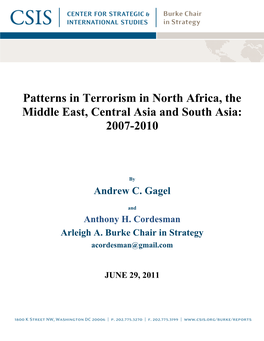 Patterns in Terrorism in North Africa, the Middle East, Central Asia and South Asia: 2007-2010