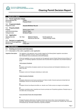 Clearing Permit Decision Report