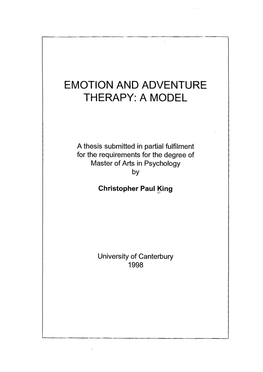 Emotion and Adventure Therapy: a Model