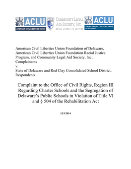 Complaint to the Office of Civil Rights, Region III Regarding Charter
