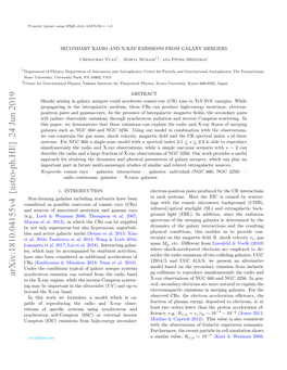 Secondary Radio and X-Ray Emissions from Galaxy Mergers