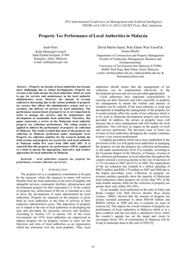 Property Tax Performance of Local Authorities in Malaysia