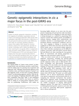 Genetic–Epigenetic Interactions in Cis: a Major Focus In