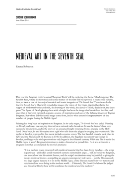 Medieval Art in the Seventh Seal Cinema Scandinavia Issue 3 June 2014 Emma Robinson