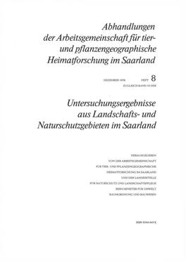 Abhandlungen Der Arbeitsgemeinschaftfür Tier- Und Pjlanzengeographische Heimatforschung Im Saarland