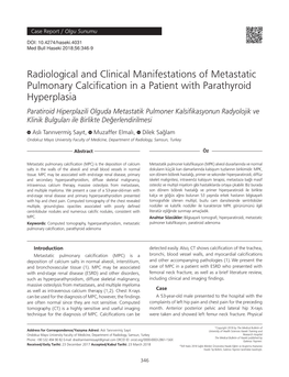 Radiological and Clinical Manifestations of Metastatic Pulmonary Calcification in a Patient with Parathyroid Hyperplasia