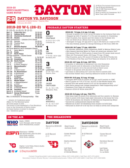 29 Dayton Vs. Davidson 2019-20 W-L (26-2)