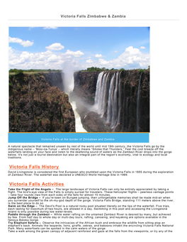 Victoria Falls Zimbabwe & Zambia