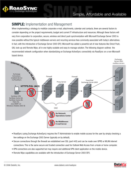 Implementation and Management Simple, Affordable and Available