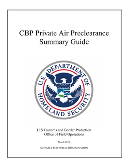 CBP Private Air Preclearance Summary Guide