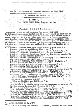 Zur Mblluskenfauna Der Bezirke Braunau Am Inn, Ried\ Im Innkreis
