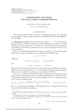 Conservation Relations for Local Theta Correspondence