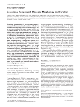 Gestational Pemphigoid: Placental Morphology and Function