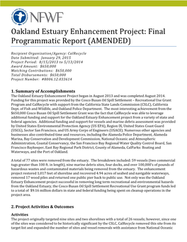 Oakland Estuary Enhancement Project: Final Programmatic Report (AMENDED)