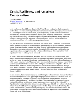 Crisis, Resilience, and American Conservatism