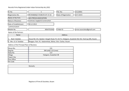 Records Firms Registered Under Indian Partnership Act,1932